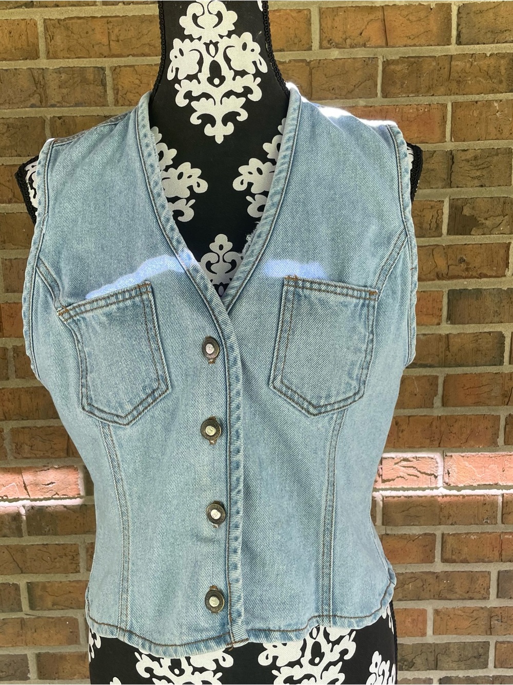 VTG 90's Express Denim Whimsigoth Butter Mom Vest Women's Large